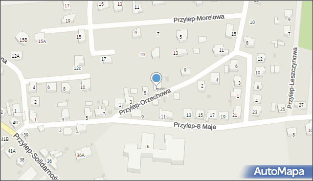 Zielona Góra, Przylep-Orzechowa, 7, mapa Zielona Góra