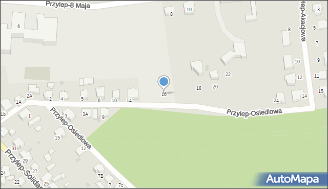 Zielona Góra, Przylep-Osiedlowa, 16, mapa Zielona Góra