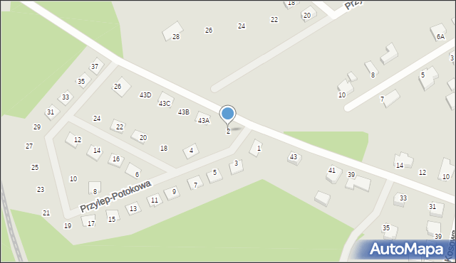 Zielona Góra, Przylep-Potokowa, 2, mapa Zielona Góra