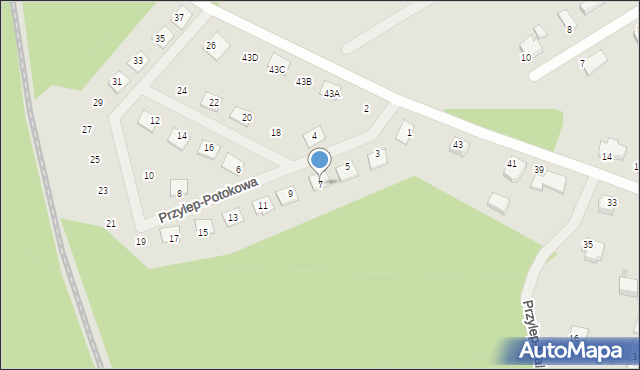 Zielona Góra, Przylep-Potokowa, 7, mapa Zielona Góra