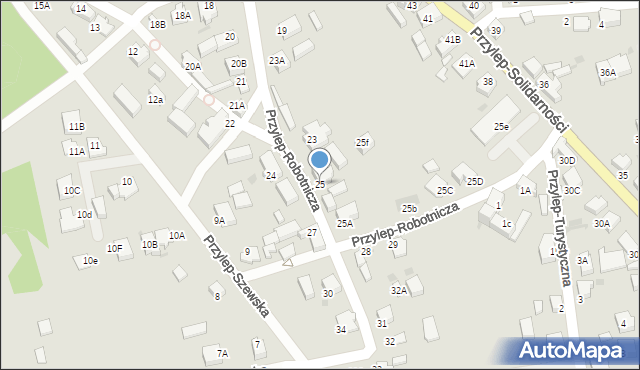 Zielona Góra, Przylep-Robotnicza, 25, mapa Zielona Góra