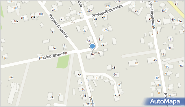 Zielona Góra, Przylep-Robotnicza, 33A, mapa Zielona Góra