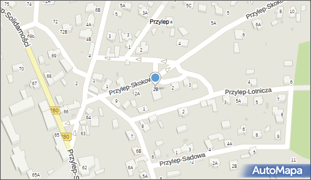 Zielona Góra, Przylep-Skokowa, 2B, mapa Zielona Góra