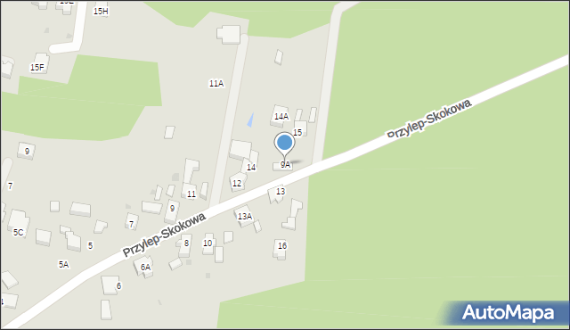 Zielona Góra, Przylep-Skokowa, 9A, mapa Zielona Góra