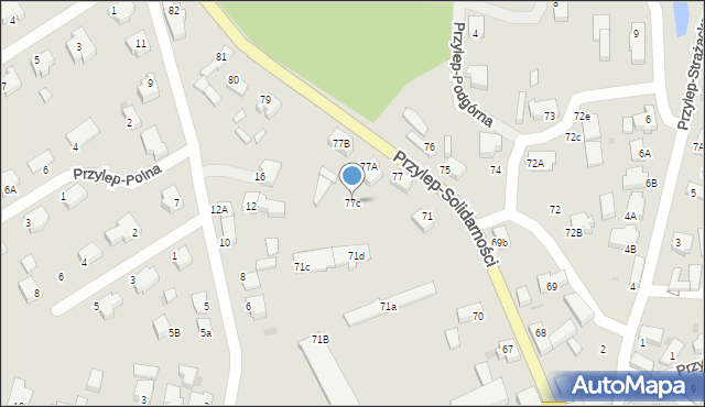 Zielona Góra, Przylep-Solidarności, 77c, mapa Zielona Góra
