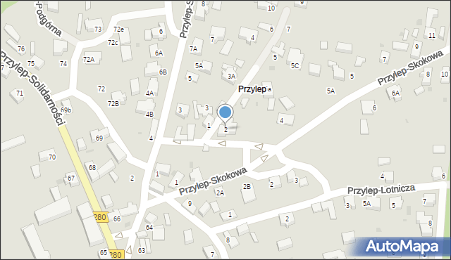Zielona Góra, Przylep-Spokojna, 2, mapa Zielona Góra