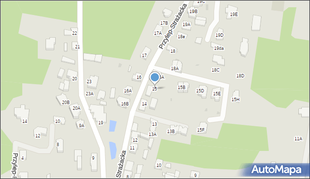 Zielona Góra, Przylep-Strażacka, 15, mapa Zielona Góra