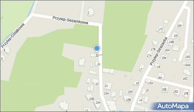 Zielona Góra, Przylep-Strażacka, 22, mapa Zielona Góra