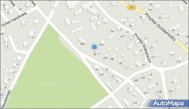 Zielona Góra, Przylep-Szewska, 16, mapa Zielona Góra