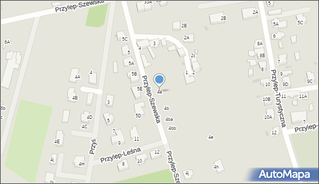 Zielona Góra, Przylep-Szewska, 4a, mapa Zielona Góra