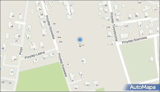 Zielona Góra, Przylep-Szewska, 4e, mapa Zielona Góra