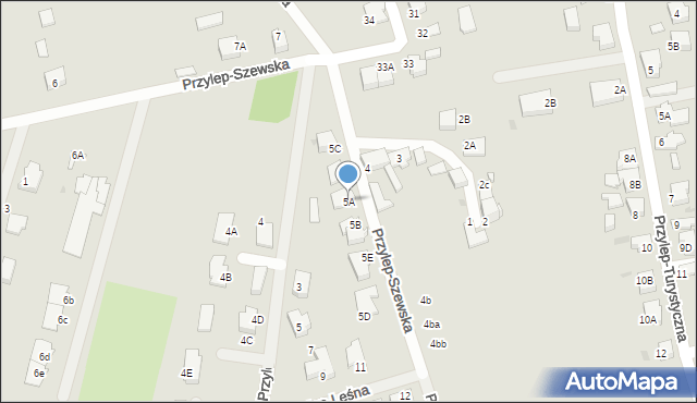 Zielona Góra, Przylep-Szewska, 5A, mapa Zielona Góra