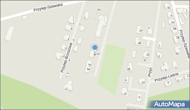 Zielona Góra, Przylep-Szewska, 6c, mapa Zielona Góra