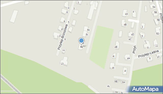 Zielona Góra, Przylep-Szewska, 6e, mapa Zielona Góra