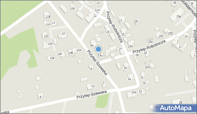 Zielona Góra, Przylep-Szewska, 9b, mapa Zielona Góra