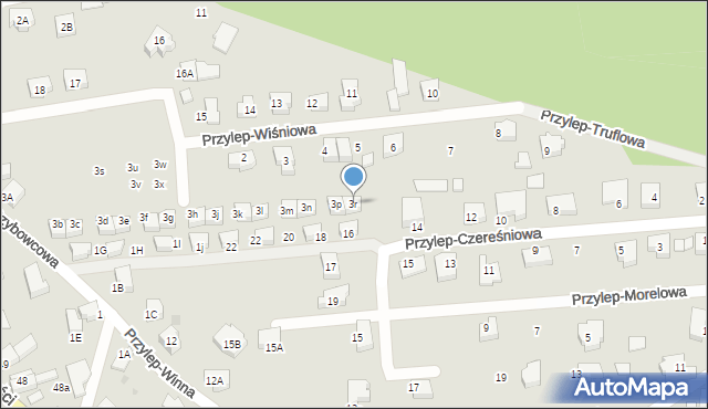 Zielona Góra, Przylep-Szybowcowa, 3r, mapa Zielona Góra