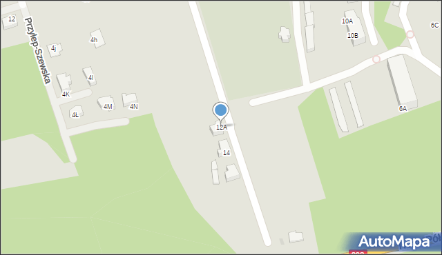 Zielona Góra, Przylep-Turystyczna, 12A, mapa Zielona Góra