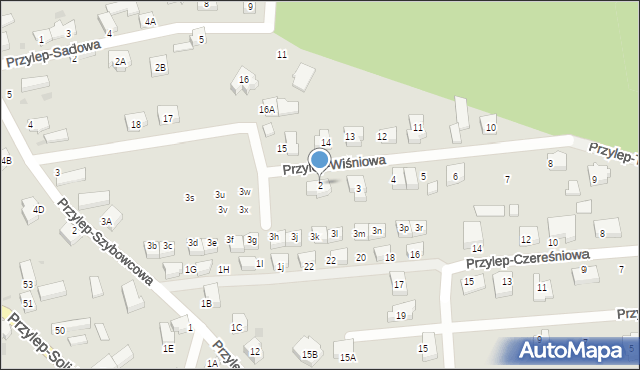 Zielona Góra, Przylep-Wiśniowa, 2, mapa Zielona Góra