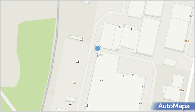 Zielona Góra, Przylep-Zakładowa, 9, mapa Zielona Góra