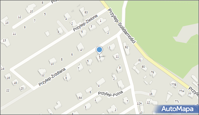 Zielona Góra, Przylep-Źródlana, 3, mapa Zielona Góra