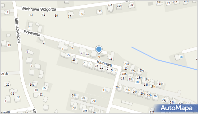 Zielonki, Prywatna, 9, mapa Zielonki