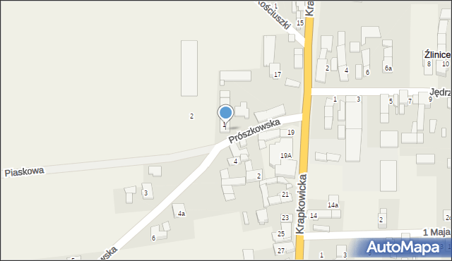 Źlinice, Prószkowska, 1a, mapa Źlinice