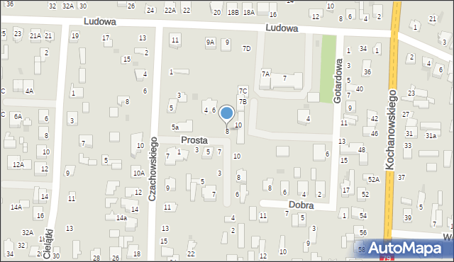 Zwoleń, Prosta, 8, mapa Zwoleń