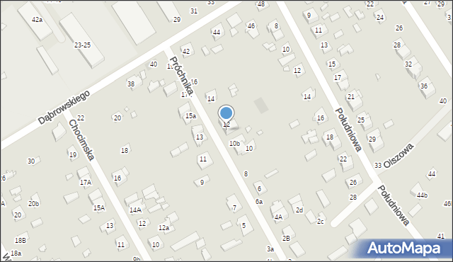 Żyrardów, Próchnika Adama, 12a, mapa Żyrardów