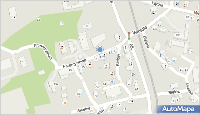 Żywiec, Przemysłowa, 9, mapa Żywiec