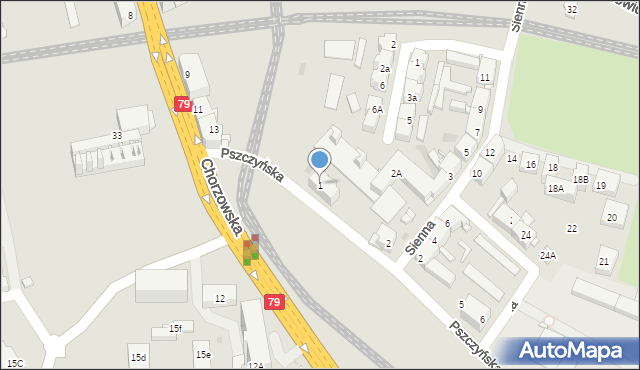 Bytom, Pszczyńska, 1, mapa Bytomia