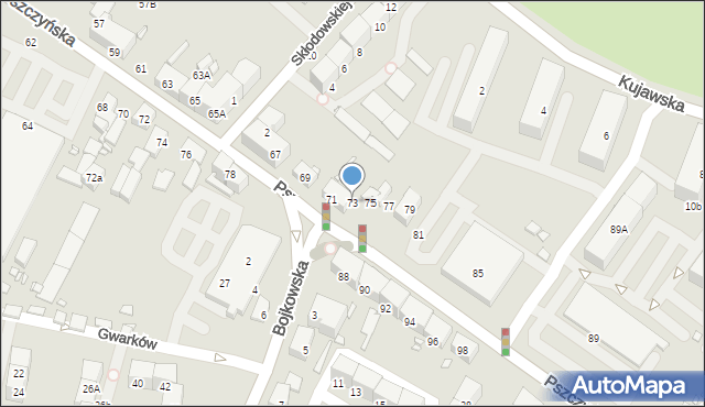 Gliwice, Pszczyńska, 73, mapa Gliwic