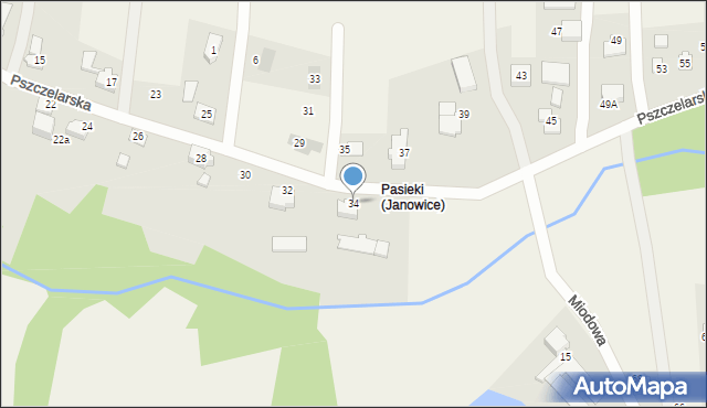 Janowice, Pszczelarska, 34, mapa Janowice