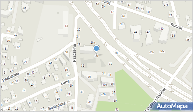 Kraków, Pszczelna, 30, mapa Krakowa