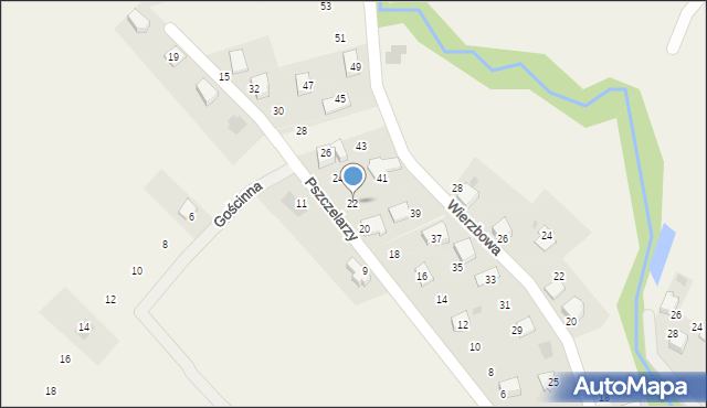 Łodygowice, Pszczelarzy, 22, mapa Łodygowice