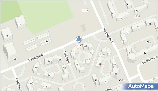 Łódź, Pstrągowa, 41a, mapa Łodzi