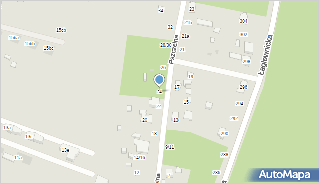 Łódź, Pszczelna, 24, mapa Łodzi