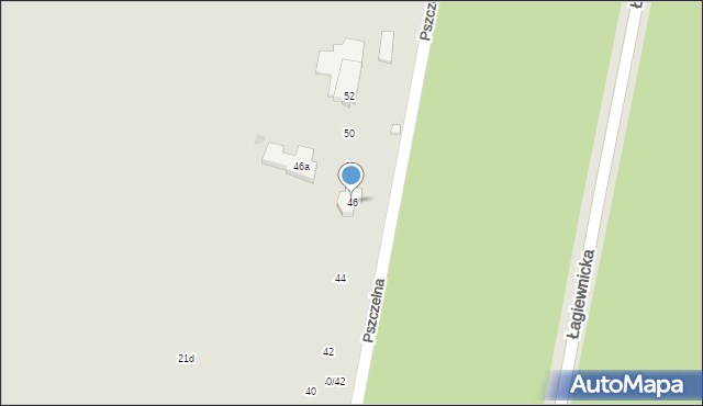 Łódź, Pszczelna, 46, mapa Łodzi