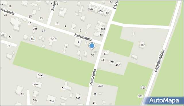 Łódź, Pszczelna, 56A, mapa Łodzi