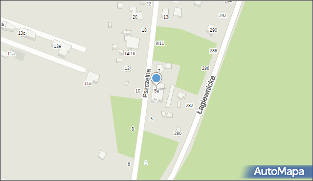 Łódź, Pszczelna, 5a, mapa Łodzi