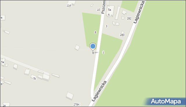 Łódź, Pszczelna, 6, mapa Łodzi