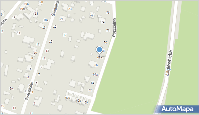 Łódź, Pszczelna, 68a, mapa Łodzi