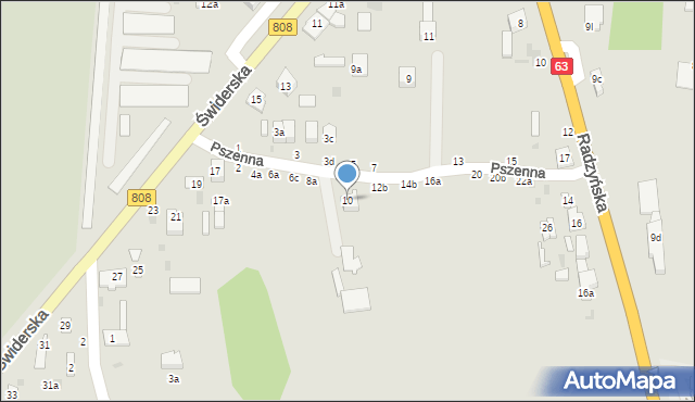 Łuków, Pszenna, 10, mapa Łuków