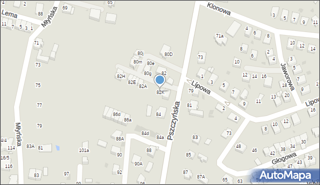 Mikołów, Pszczyńska, 82K, mapa Mikołów