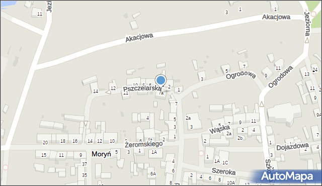 Moryń, Pszczelarska, 7a, mapa Moryń