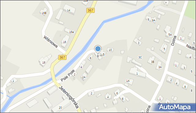 Mysłakowice, Psie Pole, 8, mapa Mysłakowice