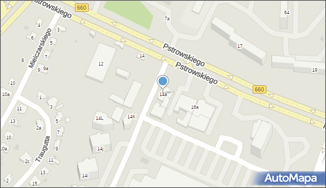 Olsztyn, Pstrowskiego Wincentego, 14a, mapa Olsztyna