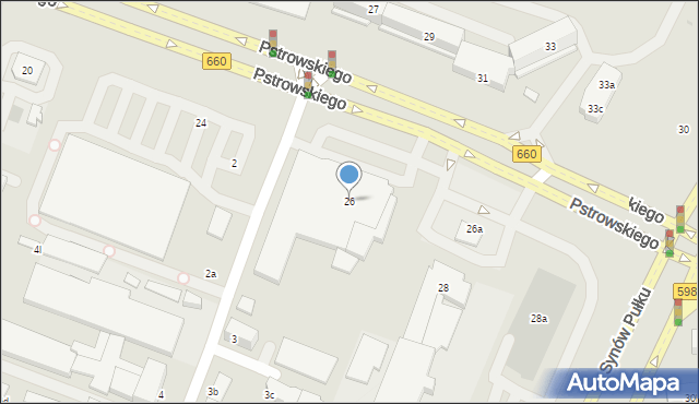 Olsztyn, Pstrowskiego Wincentego, 26, mapa Olsztyna