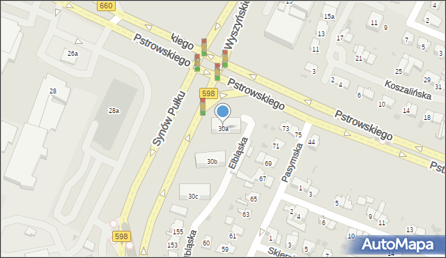 Olsztyn, Pstrowskiego Wincentego, 30a, mapa Olsztyna