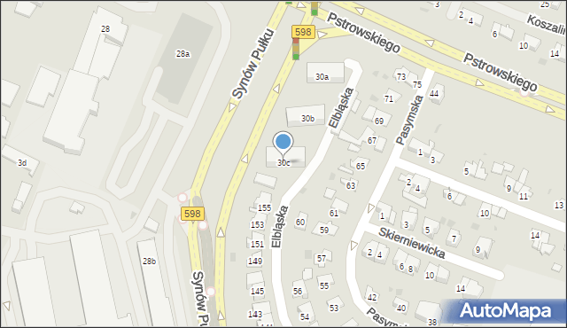 Olsztyn, Pstrowskiego Wincentego, 30c, mapa Olsztyna