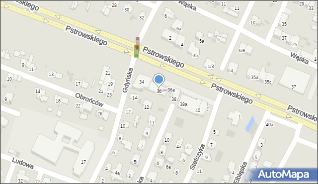Olsztyn, Pstrowskiego Wincentego, 36, mapa Olsztyna